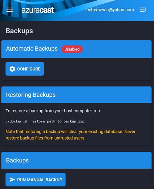 azuracast backup