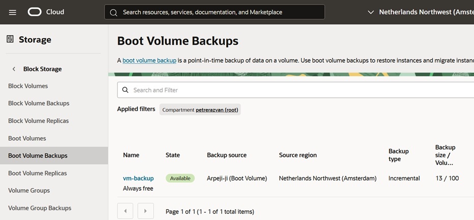 boot volumes backups